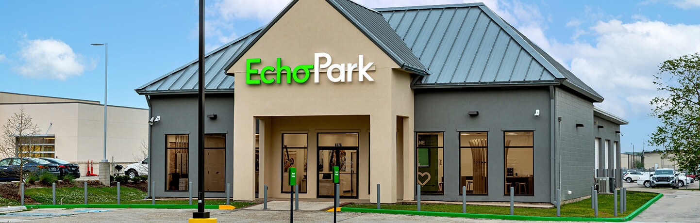 An EchoPark store is designed with guests' comfort in mind, usually with lots of windows and modern, bright furnishings and fixtures.