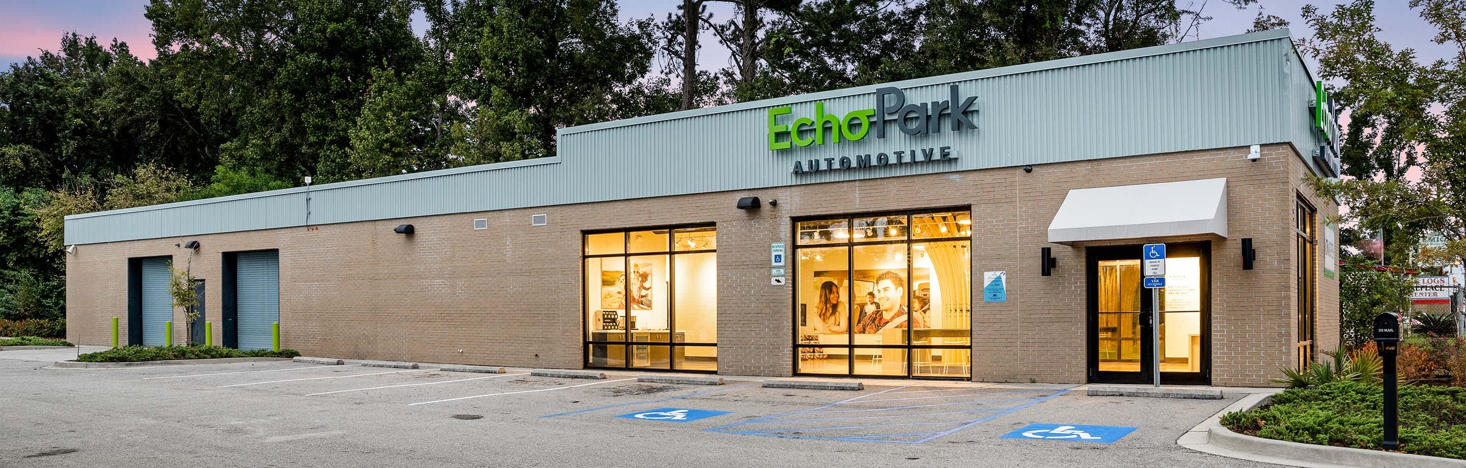 An EchoPark store is designed with guests' comfort in mind, usually with lots of windows and modern, bright furnishings and fixtures.