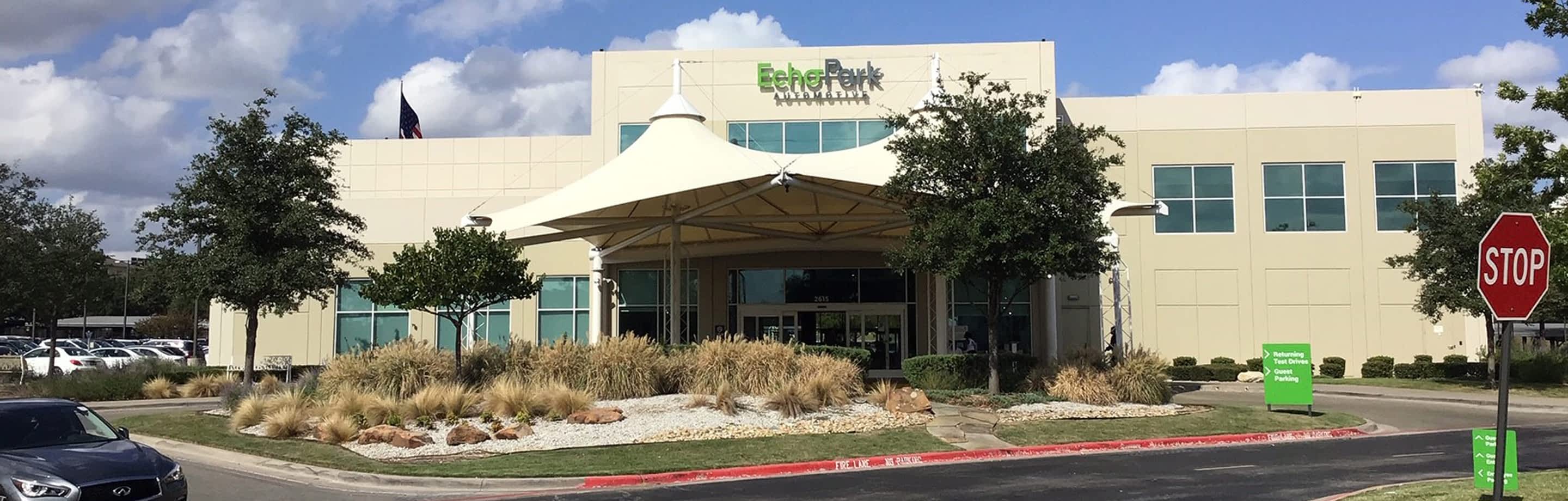 An EchoPark store is designed with guests' comfort in mind, usually with lots of windows and modern, bright furnishings and fixtures.