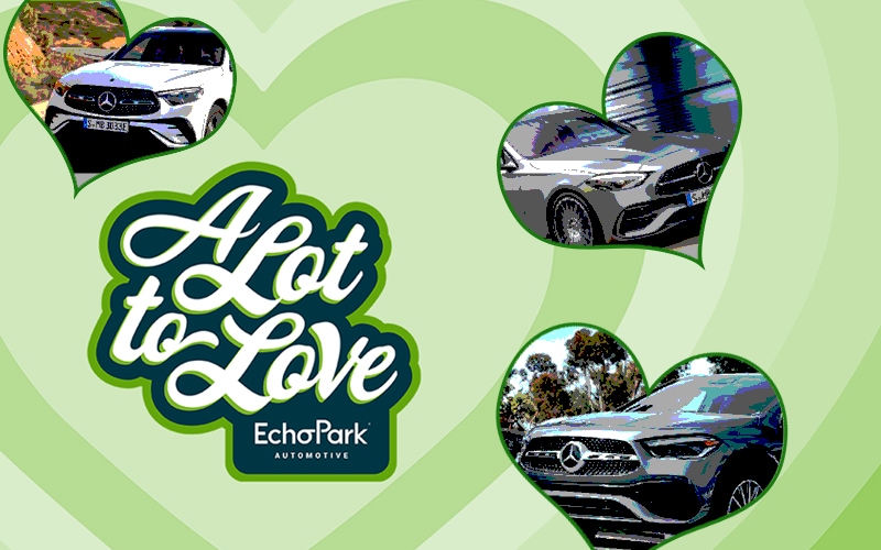 A composite image with three heart-shaped car images and text that reads A lot to Love.