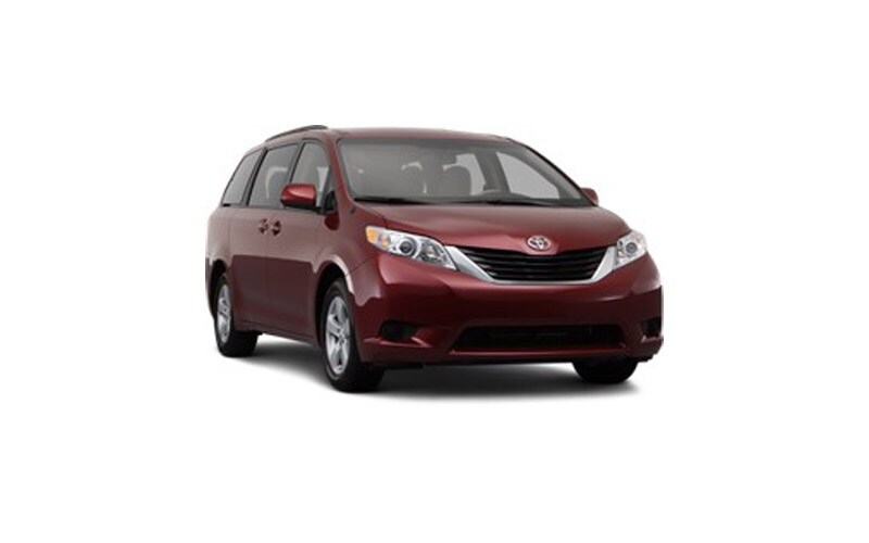 Image shows a burgundy Toyota Sienna on a white background.