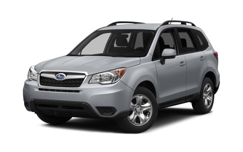 Image is of a silver Subaru Forester on a white background.