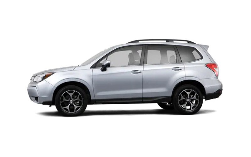 Image is of a silver Subaru Forester on a white background.