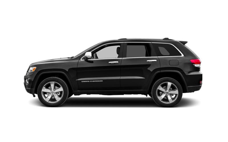 Image shows a black Jeep Grand Cherokee on a white background.