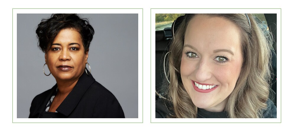 Two portrait images of female leaders at EchoPark Automotive
